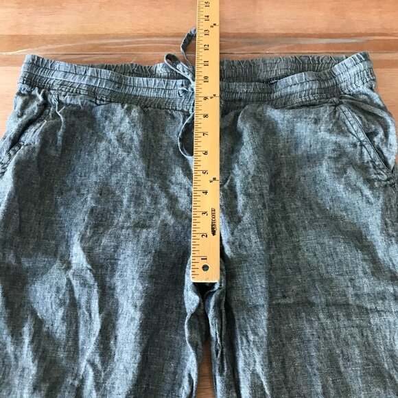 Allen Allen 100% Linen Pull On Pants Women XL Gray Tie Waist Pocket Lagenlook - Picture 8 of 14